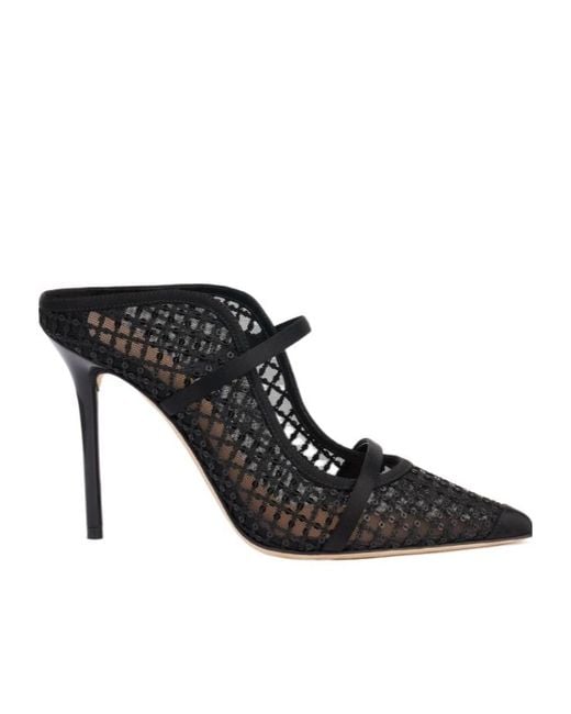 Malone Souliers Black Maureen 100 Sequin Mesh Mules
