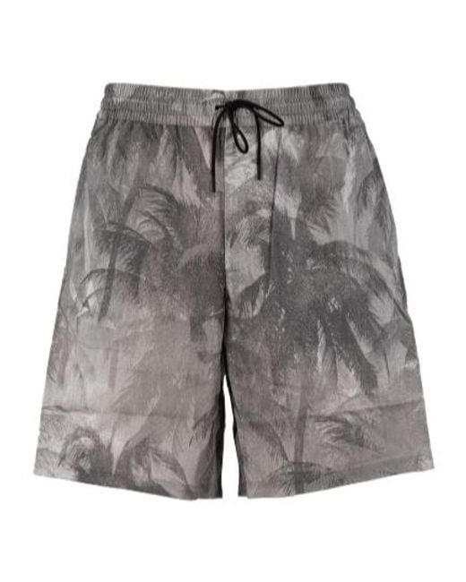 Emporio Armani Gray Logo-Printed Drawstring Shorts for men