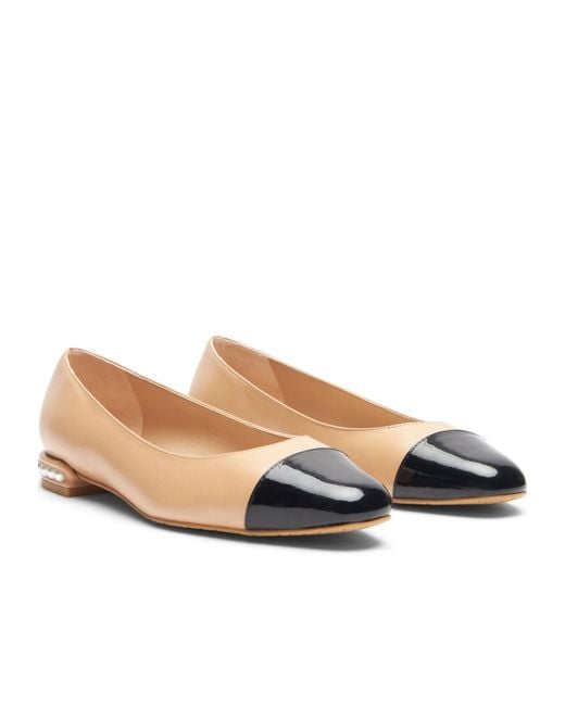 Stuart Weitzman Natural Pearl Flat Leather Ballerina Shoes