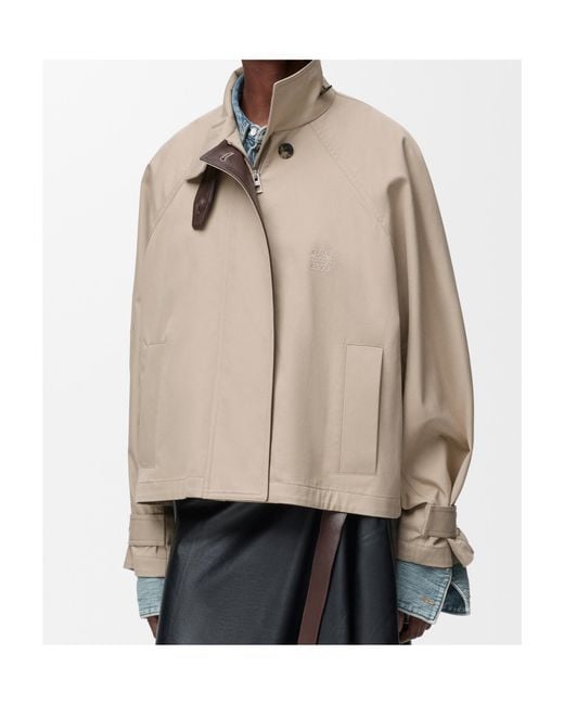 Loewe Natural Funnel-Neck Long-Sleeve Cotton Blend Parka Jacket