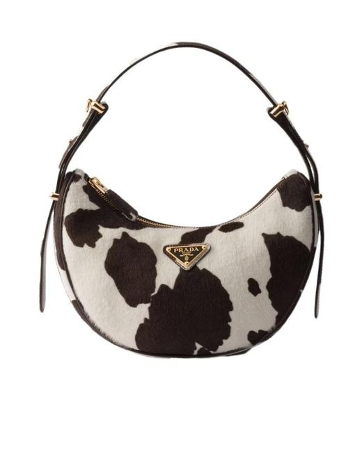 Prada Black Arqué Printed Leather Mini Shoulder Bag
