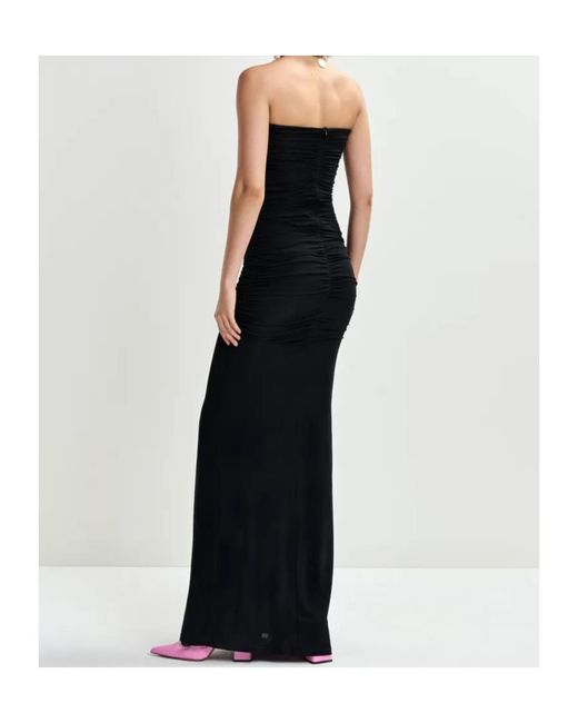 Essentiel Antwerp Black Cut-Out-Detail Ruched Maxi Dress