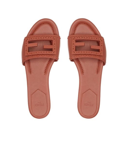 Fendi Brown Baguette Ff Slip-On Slides