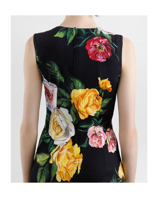 Dolce & Gabbana Black Printed Silk Dress
