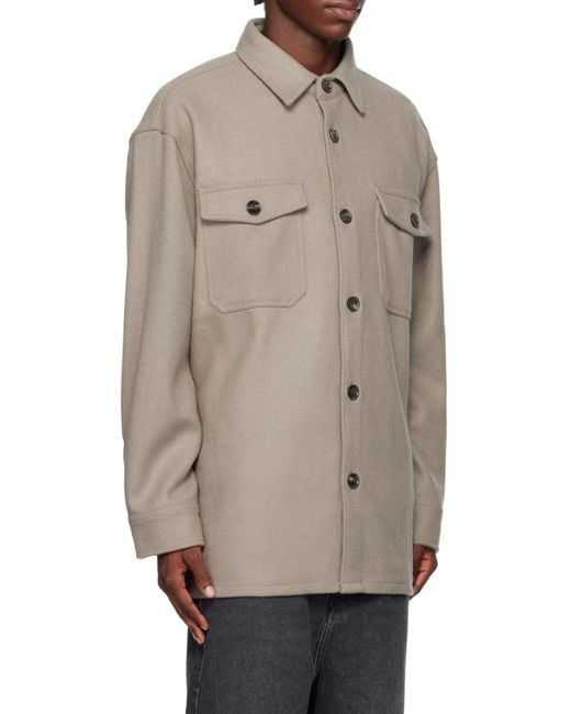 AMI Gray Long-Sleeved Buttoned Shirt for men