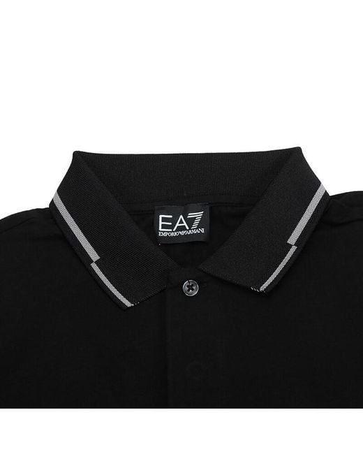 EA7 Black Logo Polo Shirt for men