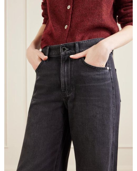 Veronica Beard Blue Kasey Mid-Rise Wide-Leg Jeans