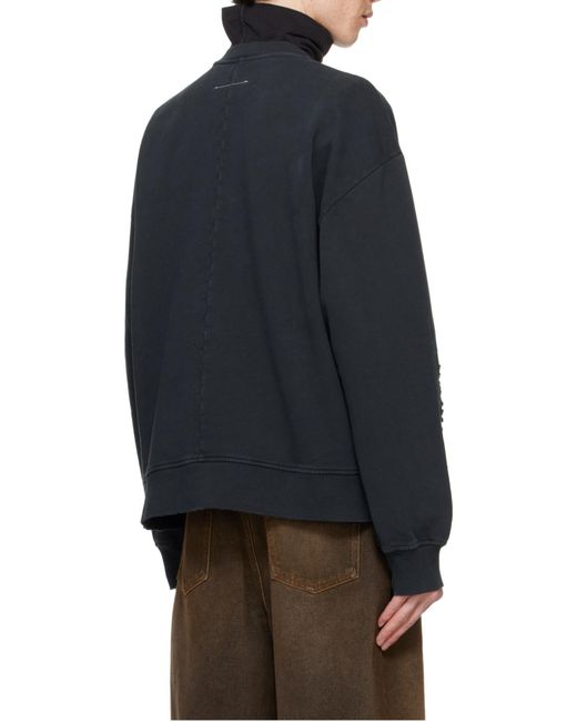 MM6 by Maison Margiela Black Ripped Sweatshirt for men