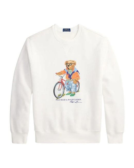 Polo Ralph Lauren White Polo Bear Crewneck Sweatshirt for men