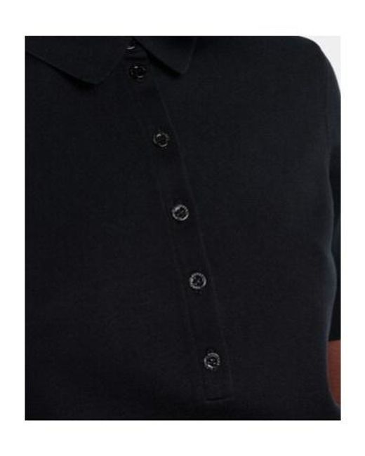 Carolina Herrera Black Silk And Cotton-Blend Polo Shirt