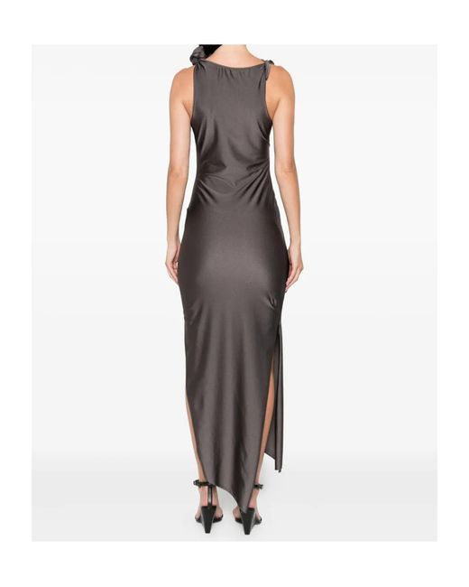 Coperni Purple Flower-Appliqué Midi Dress