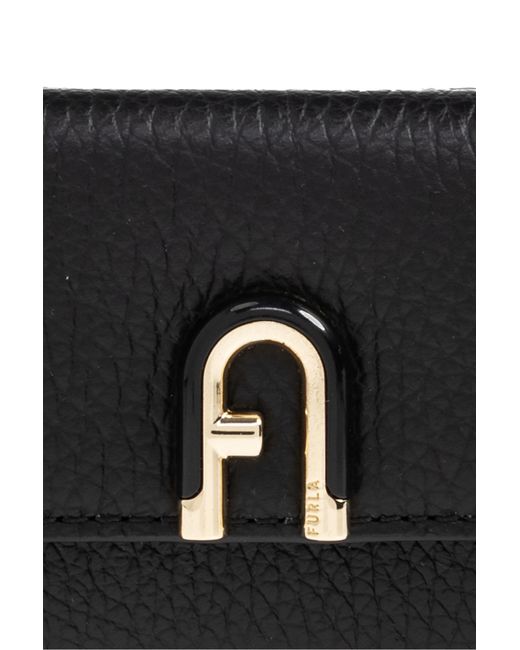 Furla Black Idea Logo Plaque Small Wallet
