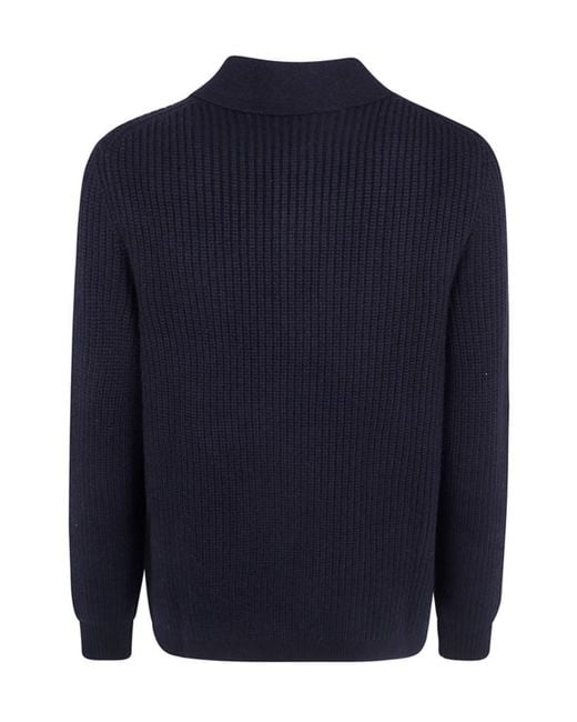 Lardini Blue Button-Up Knitted Cardigan for men