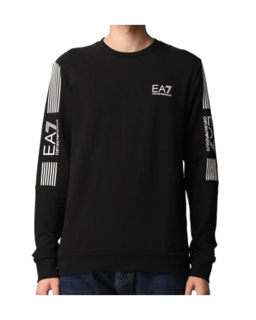 EA7 Black Logo-Print Crew-Neck Sweatshirt for men