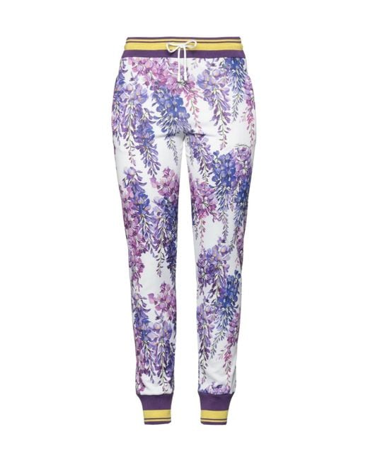 Dolce & Gabbana Blue Floral Printed Elastic Waist Pants