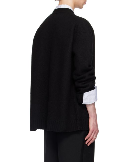 Jil Sander Black V-Neck Button-Down Cardigan for men