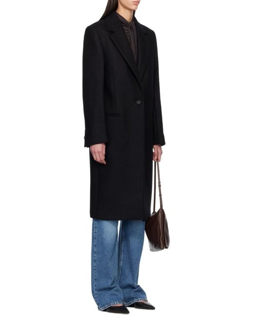 Totême Black Single-Breasted Wool Coat
