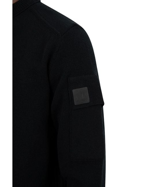 C P Company Black Logo Patch Crewneck Jumper for men