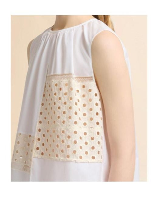 Marni White Broderie Panel Sleeveless Top