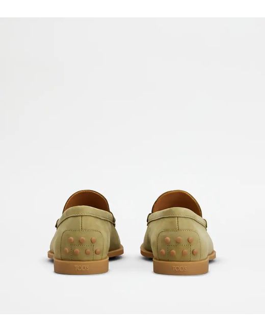 Tod's Green Logo Embossed Slip-On Loafers