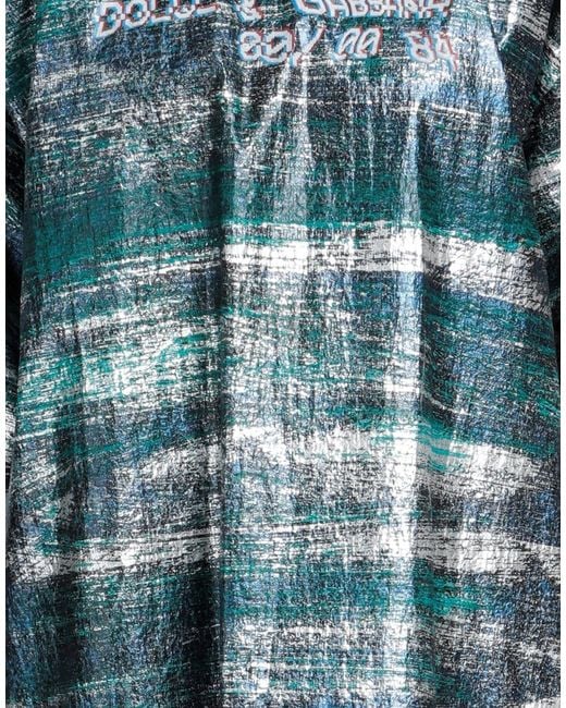 Dolce & Gabbana Blue Printed Mock Neck Short-Sleeve Top