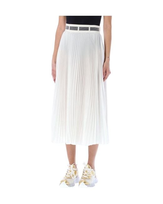 Dior White Christian Pleated High Waist Midi Skirt