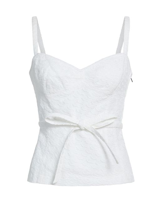 Tory Burch White Solid Color Sleeveless Top