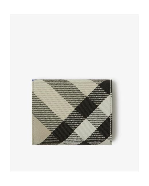 Burberry Blue Checked Trifold Wallet