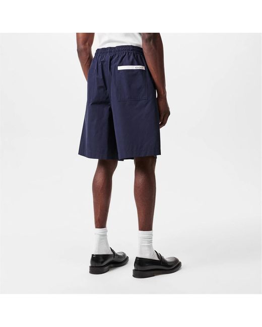 Gucci Blue Elastic Waist Shorts for men