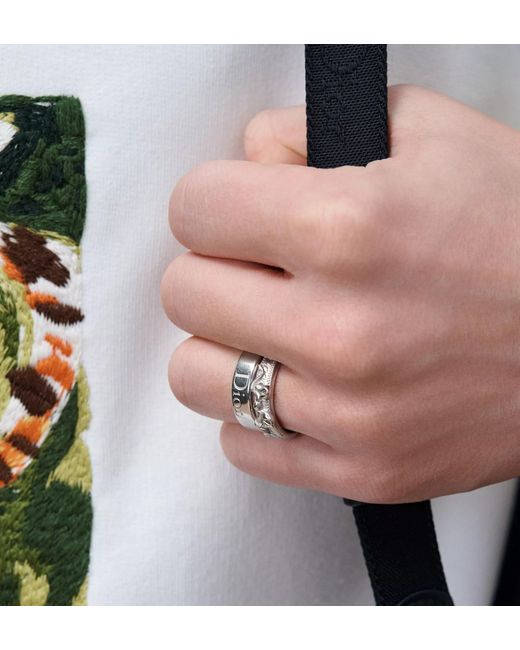 Dior White Médaillon Ring Set for men