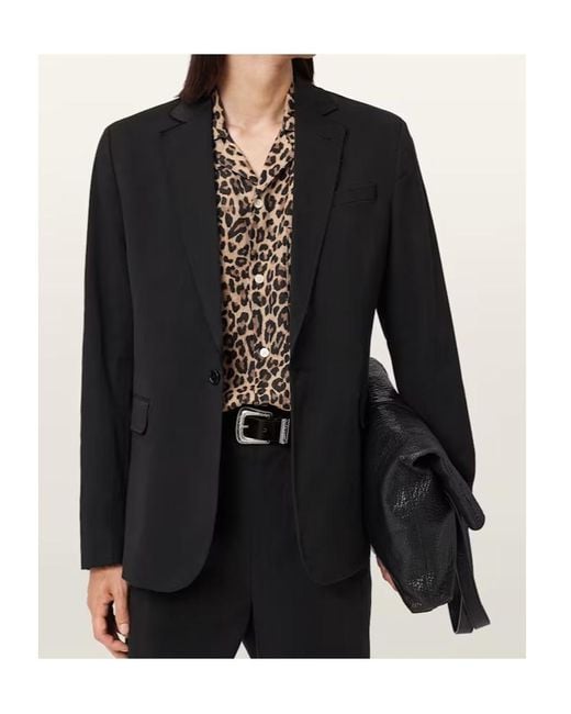AllSaints Black Rebel Raw Edge Blazer for men