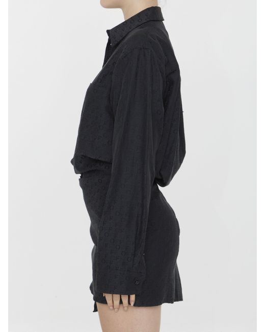 Off-White c/o Virgil Abloh Black Monogram Jacquard Twisted Mini Dress