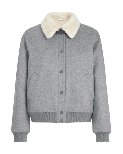 Brunello Cucinelli Gray Cashmere And Alpaca Bomber Jacket