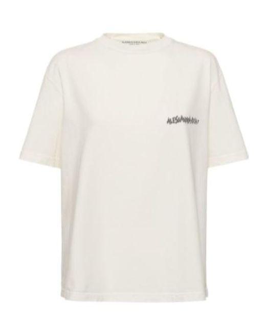 Alessandra Rich White Item O-Neck Short-Sleeved T-Shirt