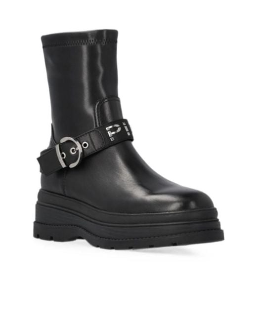 Pinko Black Logo-Strap Buckle-Fastening Boots