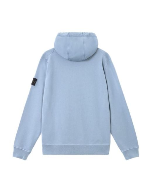 Stone Island Blue Logo Patch Zip-Up Hooded Jacket for men