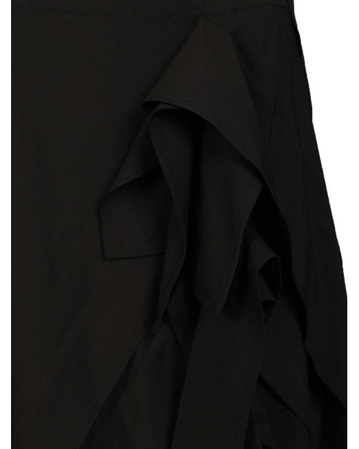 Bottega Veneta Black Ruffled Asymmetric Midi Skirt