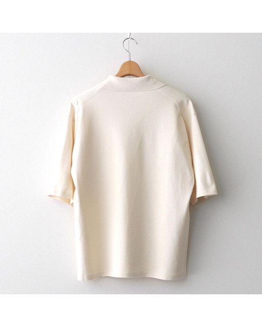 Auralee White High Gauge Tussah Satin Knit Skipper Polo Shirt for men