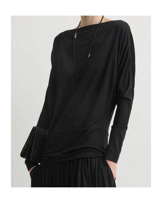 Totême  Black Totême Drop Shoulder Boat Neck Top