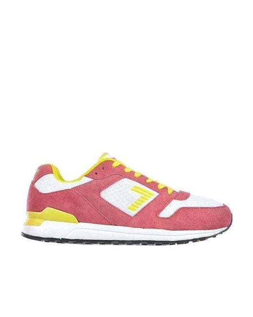 EA7 Pink Logo Lace Up Casual Sports Shoes for men