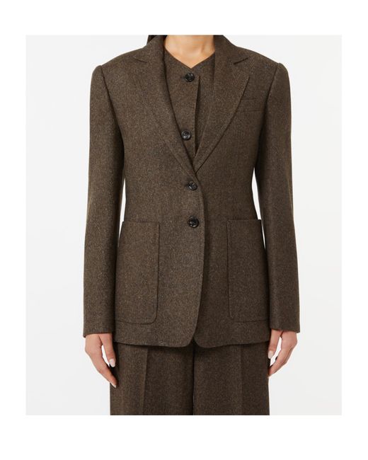 Max Mara Brown Collared Button-Up Jacket