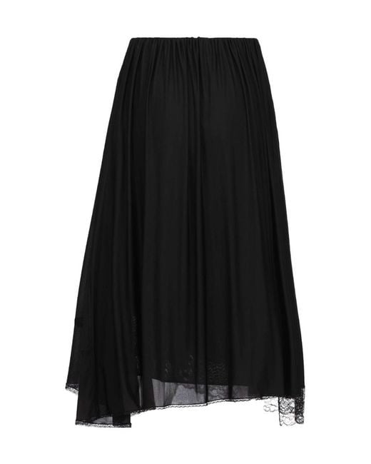 Balenciaga Black Lace Detailed Midi Skirt