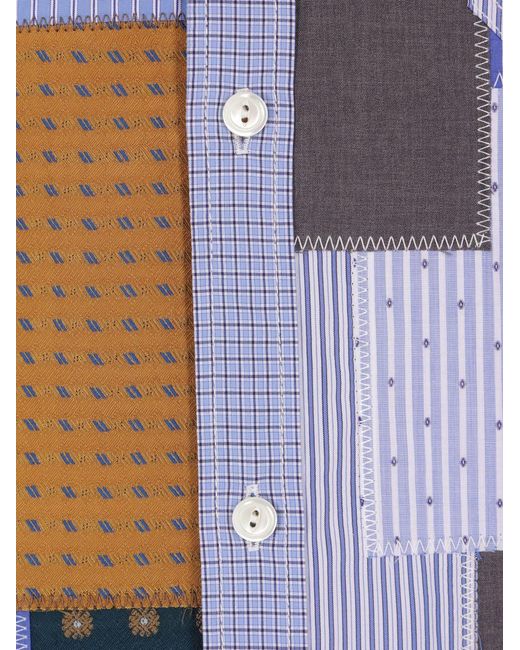 Junya Watanabe Blue Patchwork Check Shirt for men