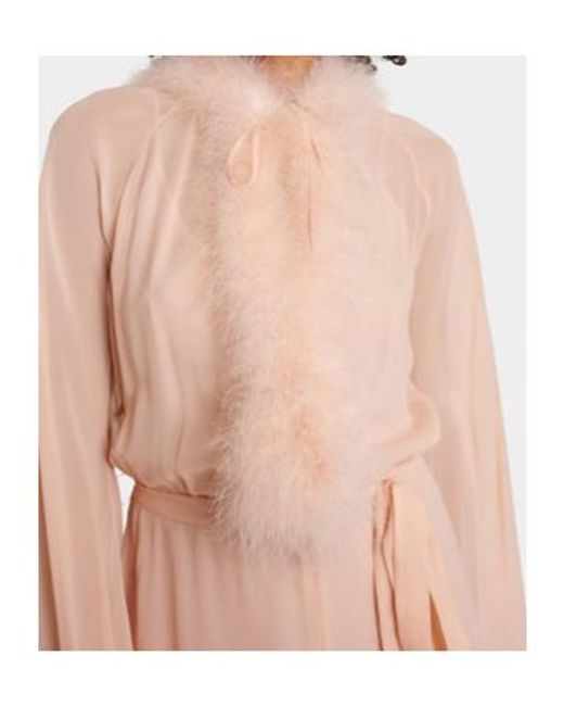 Blumarine Pink Georg Feather-Trimmed Midi Dress