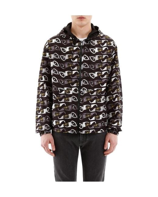 Versace Black Hooded Sunglasses-Print Jacket for men