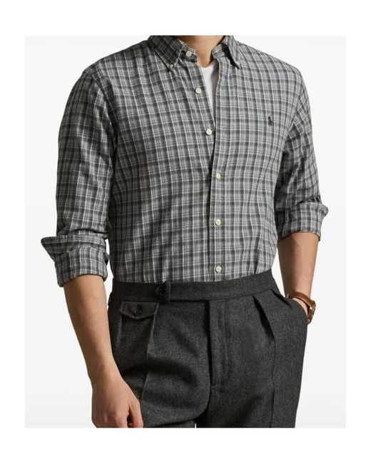 Polo Ralph Lauren Gray Madras Check Shirt for men