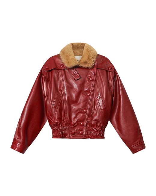 Isabel Marant Red Valina Leather Coat