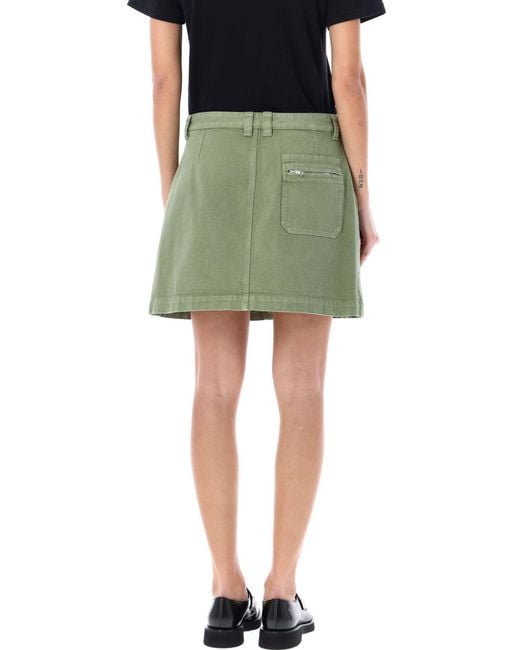 A.P.C. Green Sarah Denim Mini Skirt