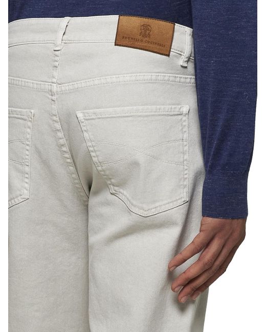 Brunello Cucinelli Gray Logo Patch Straight-Leg Jeans for men