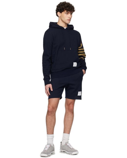 Thom Browne Black Mid-Rise Drawstring Track Shorts for men
